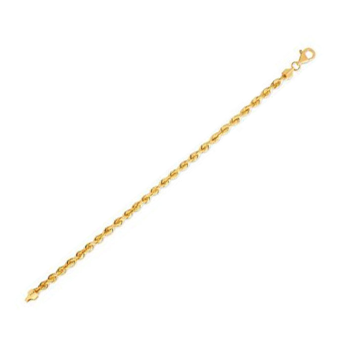 Silk Rope Chain Bracelet in 14k Yellow Gold (4.3 mm) by Avera Group