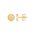 14k Yellow Gold Textured Circle Post Earrings by Avera Group
