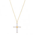 14k Yellow Gold Pearl Cross Pendant by Avera Group