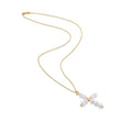 14k Yellow Gold Pearl Cross Pendant by Avera Group