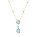 14k Yellow Gold Necklace with Pear-Shaped and Cushion Blue Topaz Briolettes by Avera Group