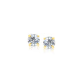14k Yellow Gold Stud Earrings with White Hue Faceted Cubic Zirconia(3mm) by Avera Group