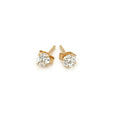 14k Yellow Gold Stud Earrings with White Hue Faceted Cubic Zirconia(3mm) by Avera Group