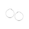 Sterling Silver Rhodium Plated Thin and Polished Hoop Style Earrings (2x35mm)