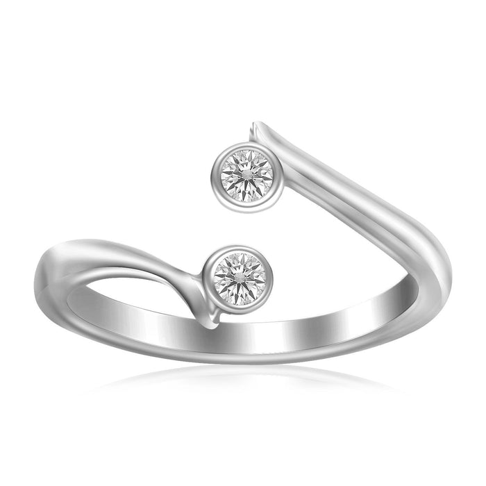 Sterling Silver Rhodium Finished Open Style Cubic Zirconia Accented Toe Ring by Avera Group
