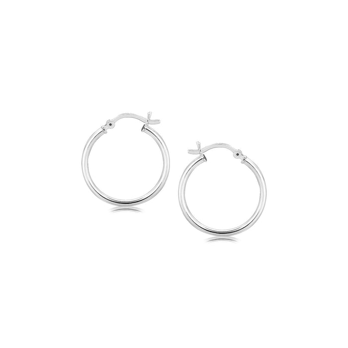 Sterling Silver Polished Thin Hoop Earrings with Rhodium Plating (2x20mm) by Avera Group