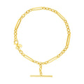 14k Yellow Gold 7 1/5 inch Alternating Oval and Round Chain Bracelet with Toggle by Bids.com
