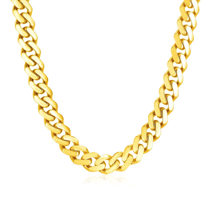 14k Yellow Gold Polished Miami Cuban Chain Necklace by Avera Group