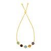 Adjustable Bracelet with Multicolored Large Round Gemstones in 14k Yellow Gold (1.00 mm)