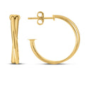 14k Yellow Gold Large Crossover Hoops by Avera Group