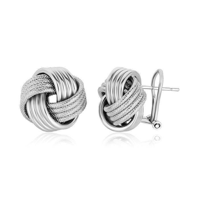 Sterling Silver Groove Textured Love Knot Earrings(14mm) by Avera Group