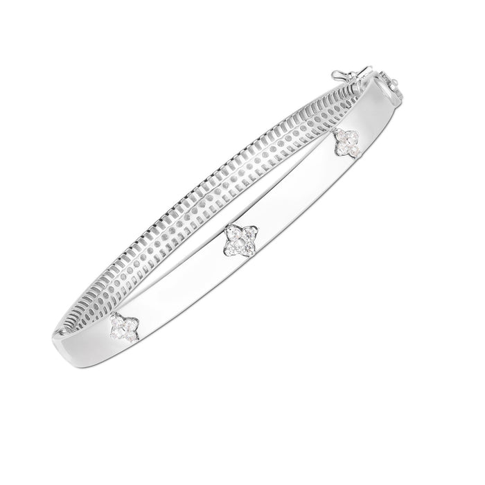 14k White Gold Trilogy Diamond Bangle by Avera Group