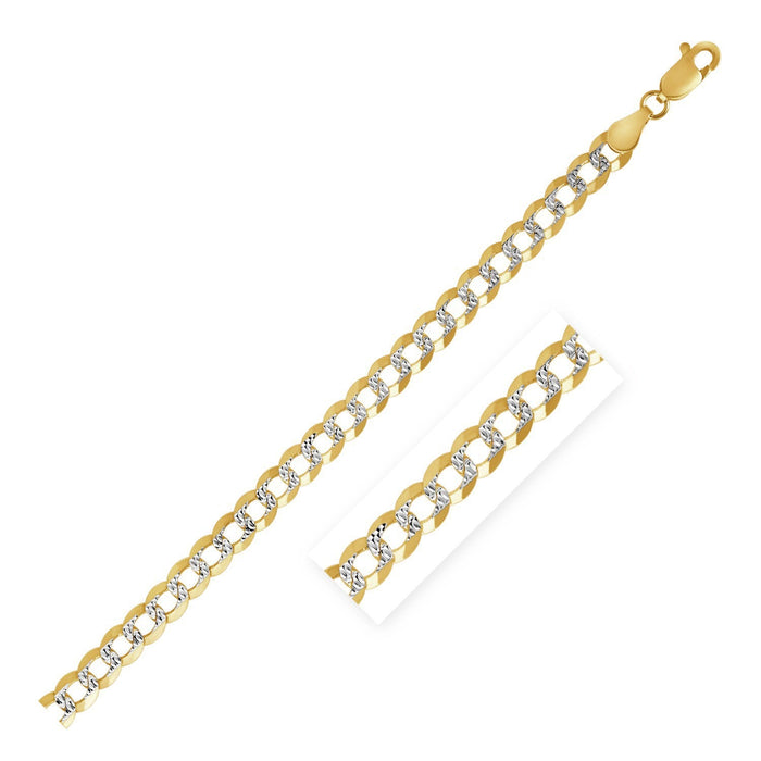 14k Two Tone Gold Pave Curb Chain (3.20 mm) by Avera Group