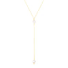 14k Yellow Gold Lariat Necklace with Pearls