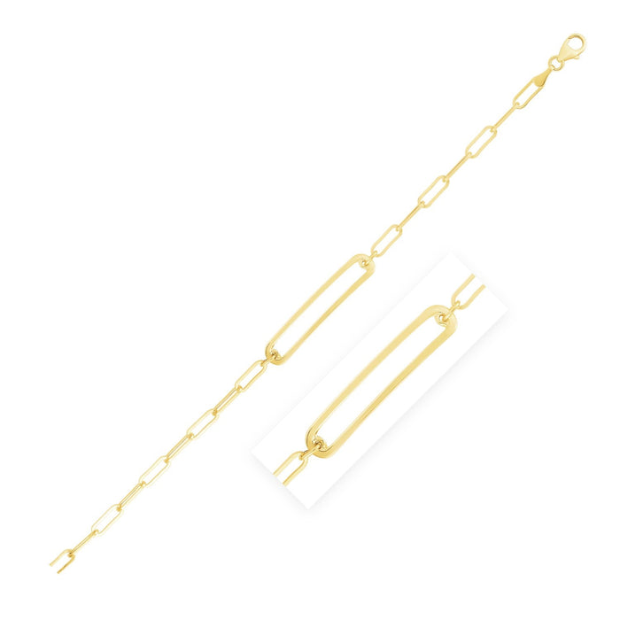14k Yellow Gold High Polish Open Curved Paperclip Bracelet (3.30 mm) by Avera Group