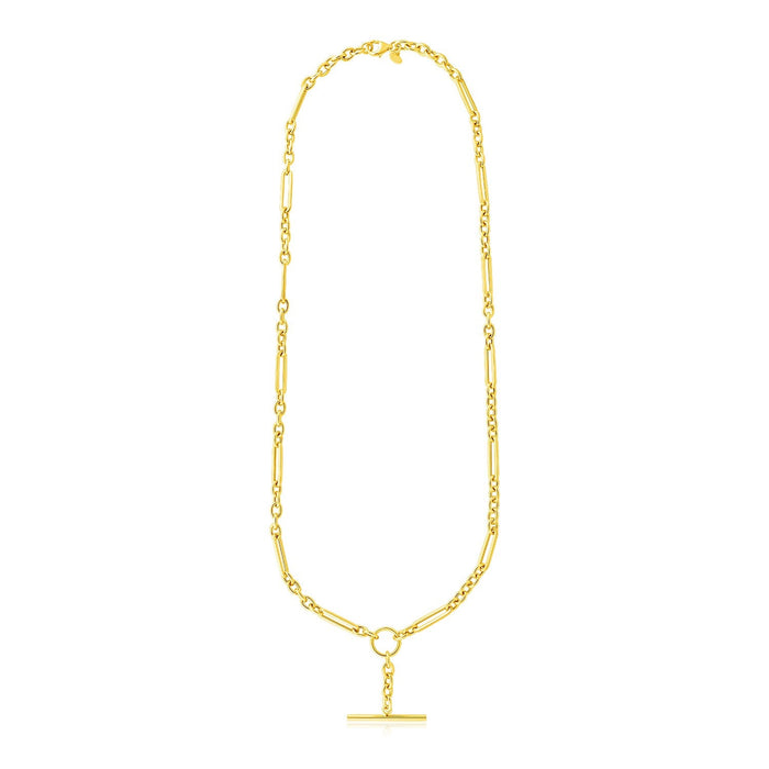 14k Yellow Gold Alternating Oval and Round Chain Necklace with Toggle by Avera Group