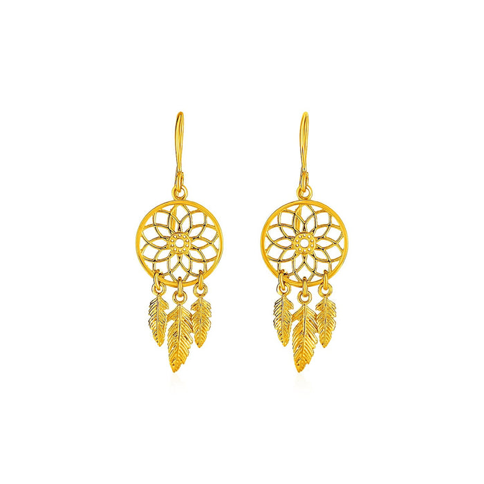 Dream Catcher Earrings in 14k Yellow Gold by Avera Group