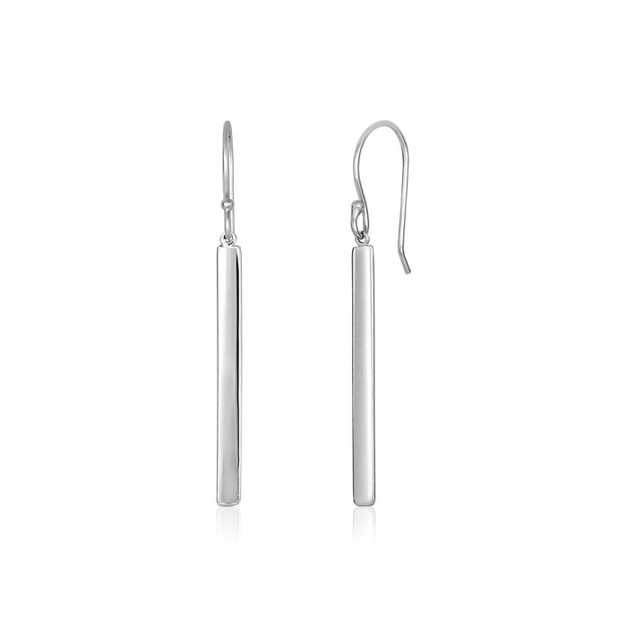 Sterling Silver Polished Bar Earrings by Avera Group