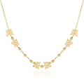 14k Yellow Gold 18 inch Necklace with Polished Butterflies and Beads by Avera Group