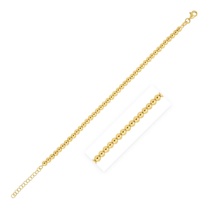 14k Yellow Gold Bead Bracelet (4.00 mm) by Avera Group