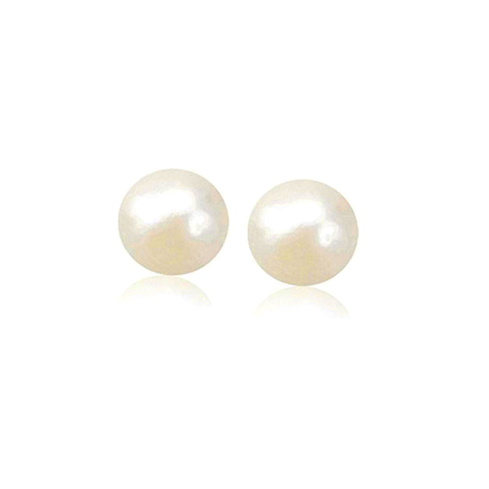 14k Yellow Gold Freshwater Cultured White Pearl Stud Earrings (7mm) by Avera Group