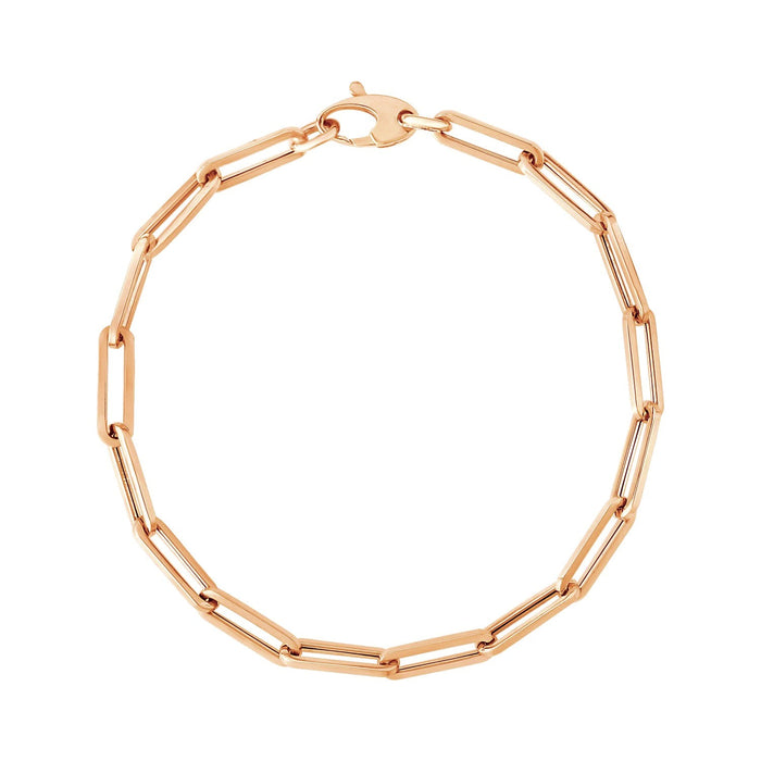 14K Rose Gold Bold Paperclip Chain Bracelet by Avera Group