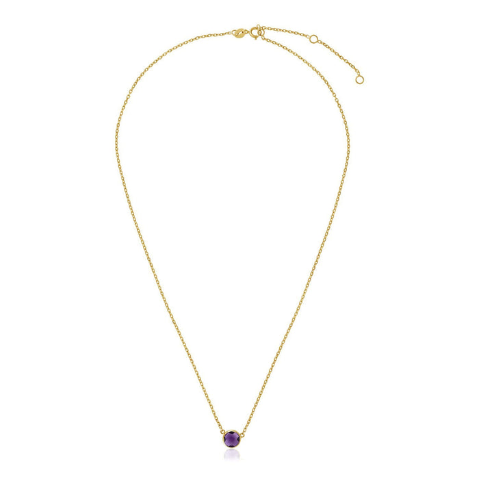 14k Yellow Gold 17 inch Necklace with Round Amethyst by Avera Group