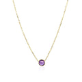 14k Yellow Gold 17 inch Necklace with Round Amethyst by Avera Group