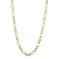 14k Yellow Gold White Pave High Polish Modern Lite Figaro Chain (8.00 mm) by Avera Group