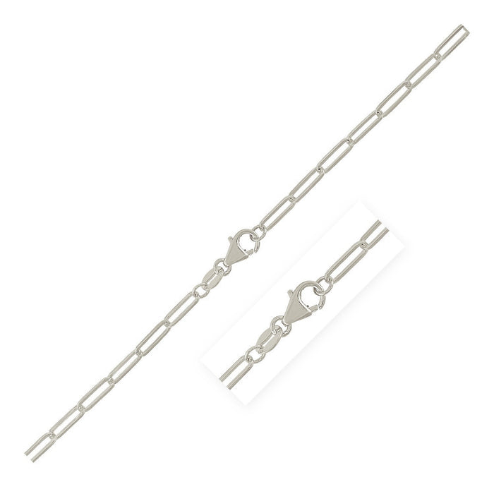 Sterling Silver Rhodium Plated Paperclip Chain (2.5 mm) by Avera Group
