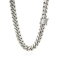Sterling Silver Rhodium Plated Miami Cuban Chain (9.80 mm) by Avera Group