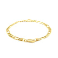 14k Yellow Gold 7 inch Figaro Chain Bracelet with Heart by Avera Group