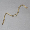 14k Yellow Gold 7 inch Figaro Chain Bracelet with Heart by Avera Group