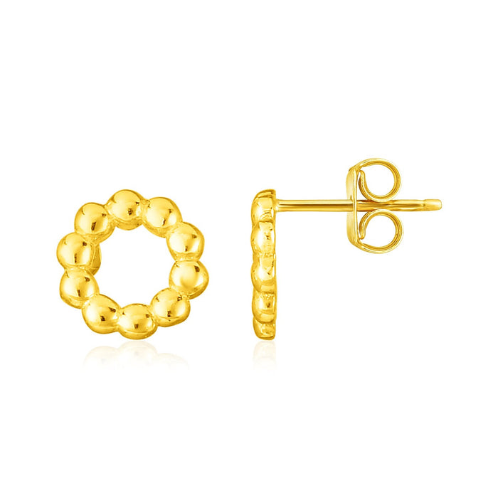 14K Yellow Gold Beaded Circle Earrings(6.8mm) by Avera Group