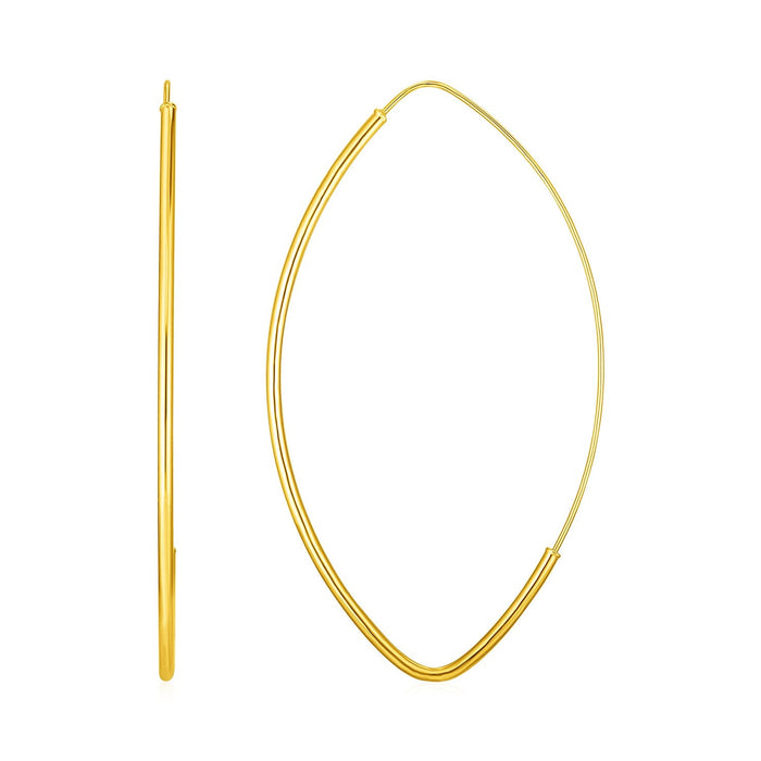 14k Yellow Gold Polished Long Marquise Motif Earrings by Avera Group