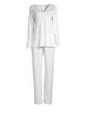 Hanro Womens Moments Long Sleeve Pajama Set in White, Size Small by Vanessa Jane