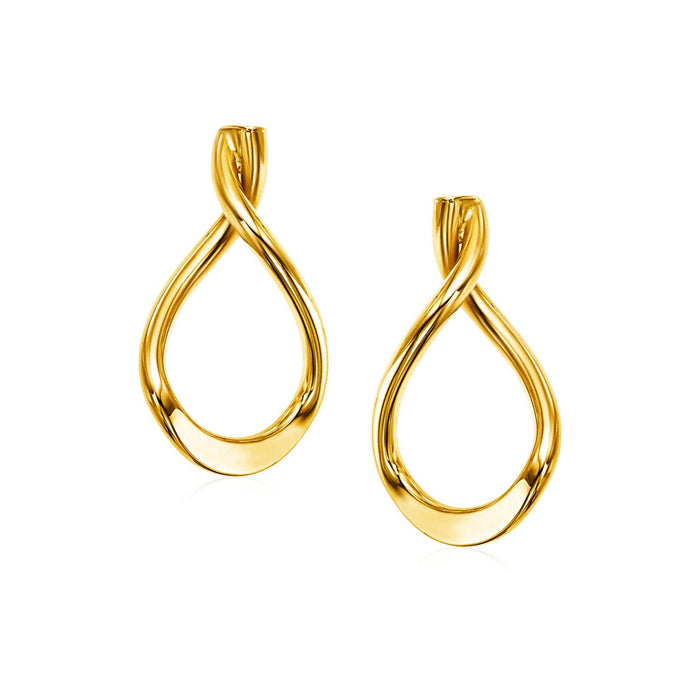 14k Yellow Gold Polished Tear Drop Earrings by Avera Group