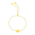 14k Yellow Gold Adjustable Heart Bracelet by Avera Group