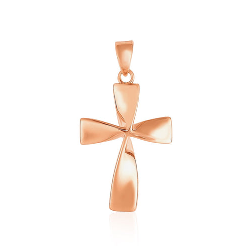 Flat Twisted Cross Pendant in 14k Rose Gold by Avera Group