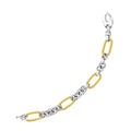 14k Two-Tone Gold Bracelet with Cable Textured Oval and Round Links by Avera Group