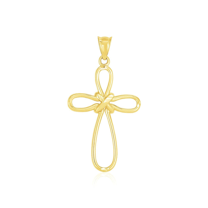 14k Yellow Gold Looped Knot Style Cross Pendant by Avera Group