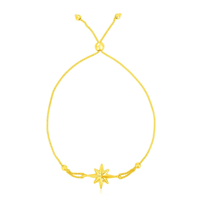 14k Yellow Gold Adjustable Bracelet with Star by Avera Group
