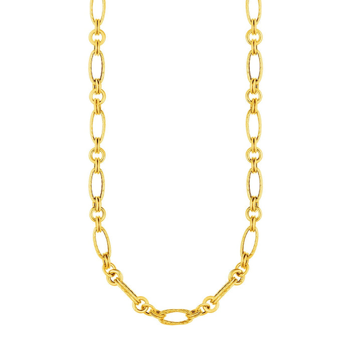 14k Yellow Gold Twisted and Polished Link Necklace by Avera Group