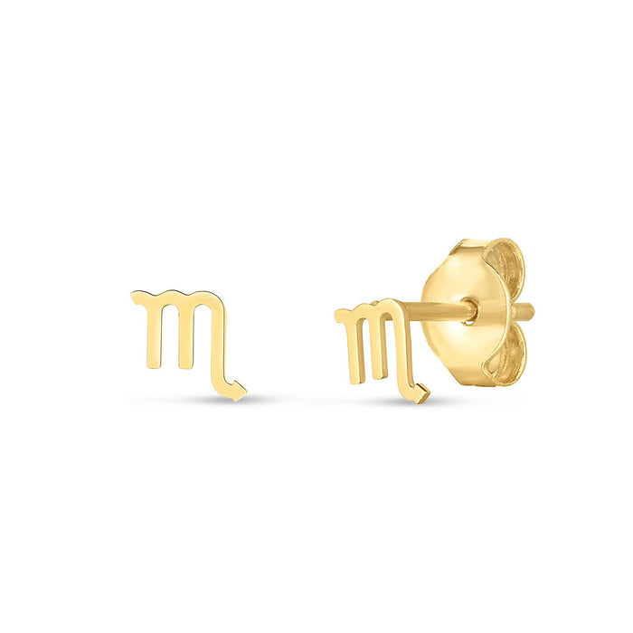 14k Yellow Gold Scorpio Stud Earrings by Avera Group