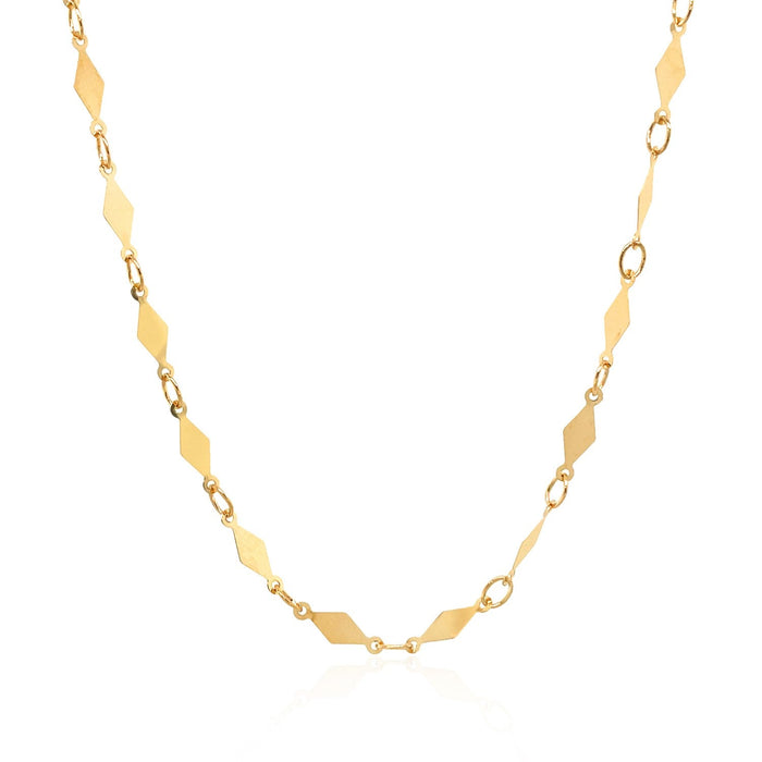 14K Yellow Gold Polished Diamond Motif Chain (3.00 mm) by Avera Group