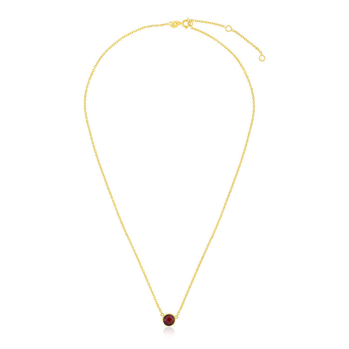 14k Yellow Gold 17 inch Necklace with Round Garnet by Avera Group