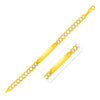 14k Two Tone Gold 8 1/2 inch Mens Wide Curb Chain ID Bracelet with White Pave