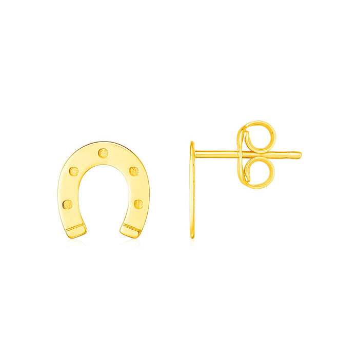 14K Yellow Gold Horseshoe Earrings by Avera Group