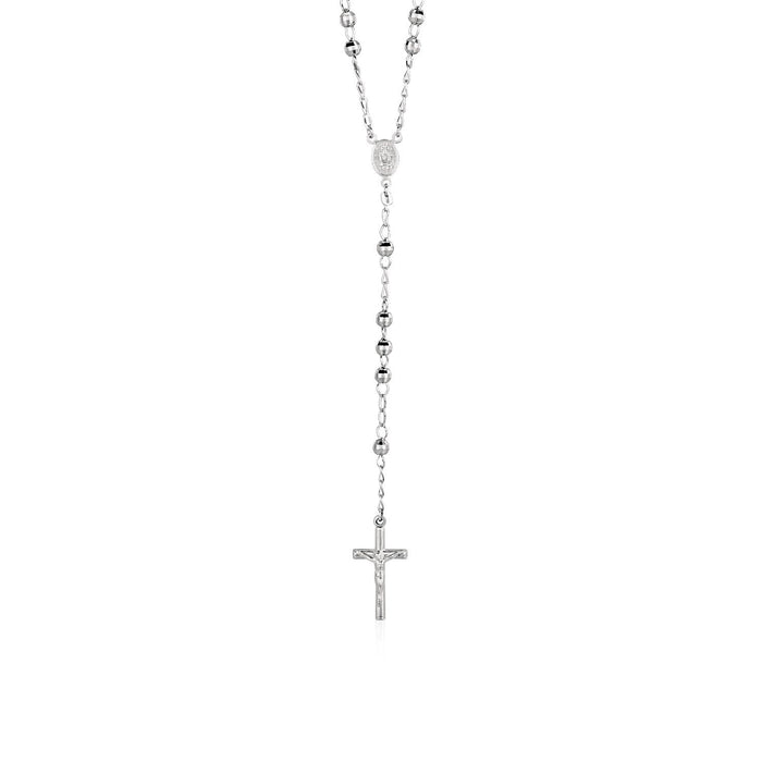 Rosary Chain and Large Bead Necklace in Sterling Silver by Avera Group