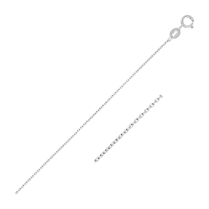 14k White Gold Oval Cable Link Chain 0.7mm by Avera Group
